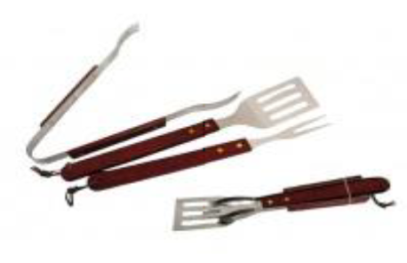 zestaw przyborów do grilla z drewnianą rączką 3szt. AE-A2779