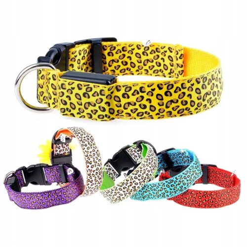 ŚWIECĄCA OBROŻA LED DLA PSA KOTA REGULOWANA PANTERKA 58 CM