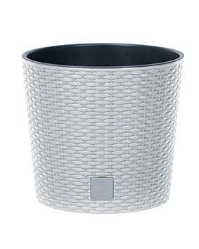 donica z wkładem rattan RATO Round 30xh27cm biała