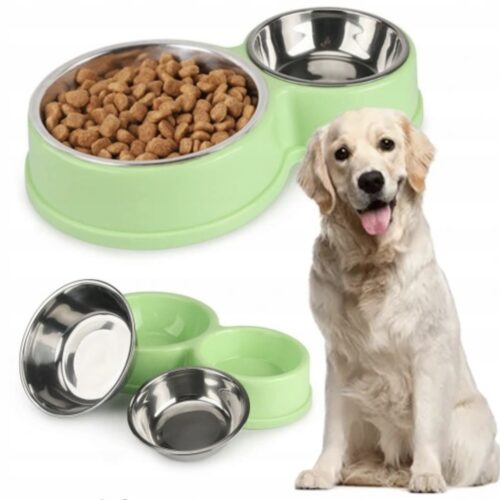 MISKA DLA PSA KOTA PODWÓJNA METAL DWA ROZMIARY WKŁAD STALOWY