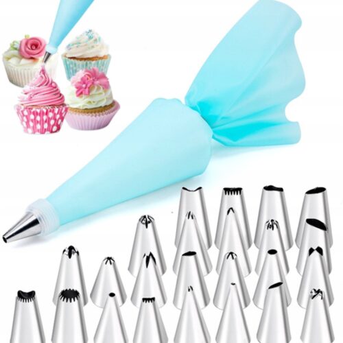 RĘKAW CUKIERNICZY DEKORATOR DO TORTÓW 26 ELEMENTÓW